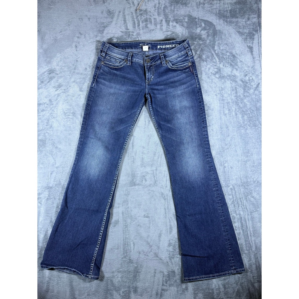 Women's Western Silver Jeans Co Pioneer Bootcut Jeans Blue Mid Wash W31 L33